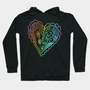 Rainbow Ombre Doodle Heart Hoodie